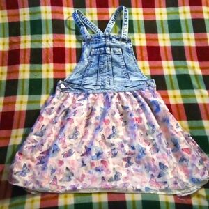 Jordache Beautiful Overalls with Butterflies Size LG 10-12 Girls